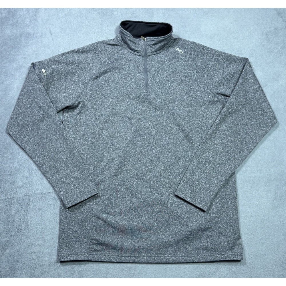 UNRL Quarter Zip Pullover Mens M Gray Performance Athletic Athleisure Heathered